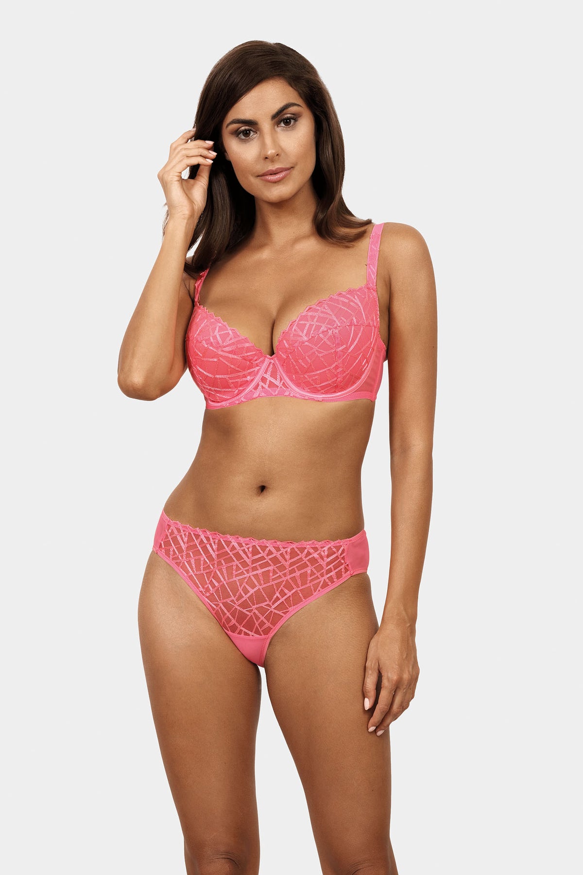 Biustonosz Diamond różowy B214 Push Up