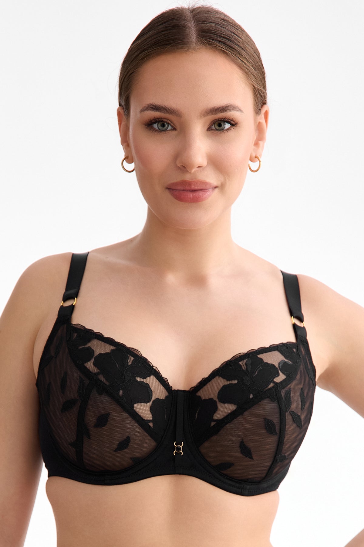 Czarny biustonosz full cup Emma B161 z luksusową satyną