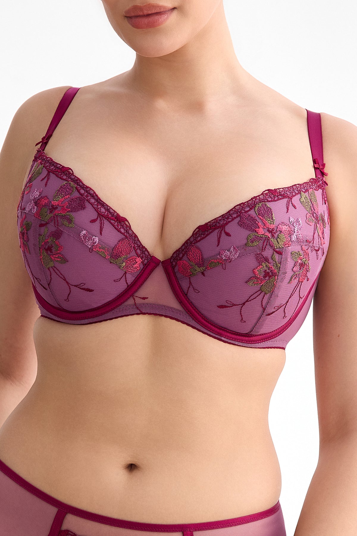Biustonosz push up Karmela B214 - ametystowy, z luksusową satyną