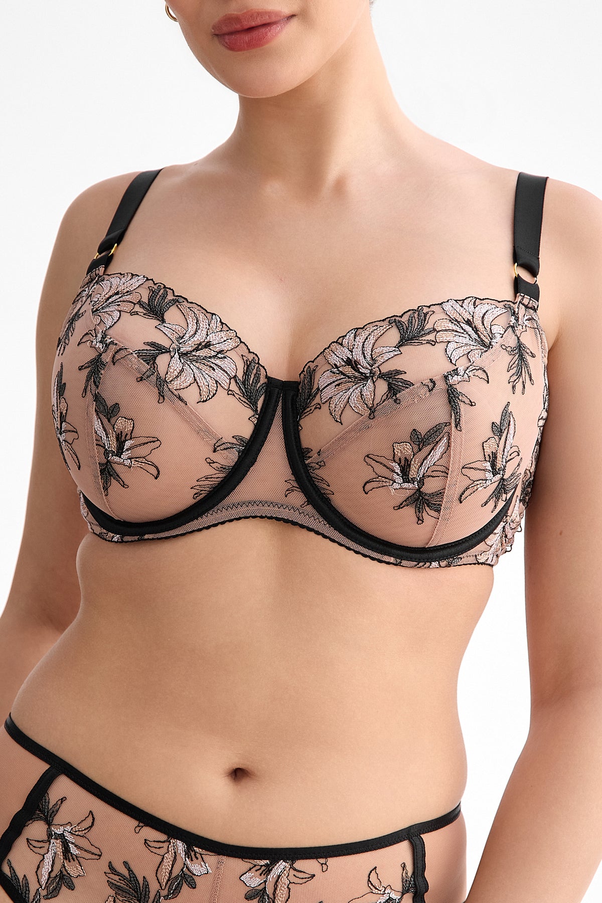 Biustonosz full cup Salma B161 - beżowo-czarny, mocno modelujący