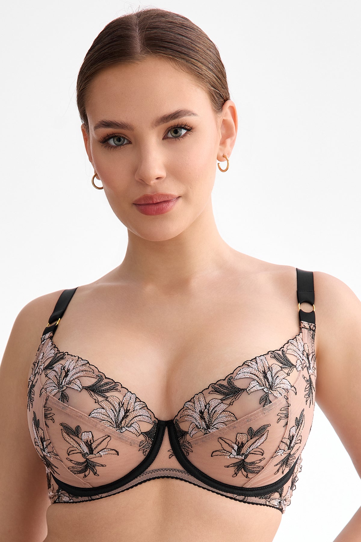 Biustonosz Salma beżowo-czarny B162 Soft Plunge